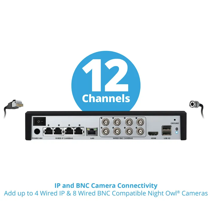12 Channel 4K Bluetooth DVR with 2TB Hard Drive and 8 Wired BNC and 2 Wired IP 4K Spotlight Cameras with Audio Alerts and Sirens - Image 7