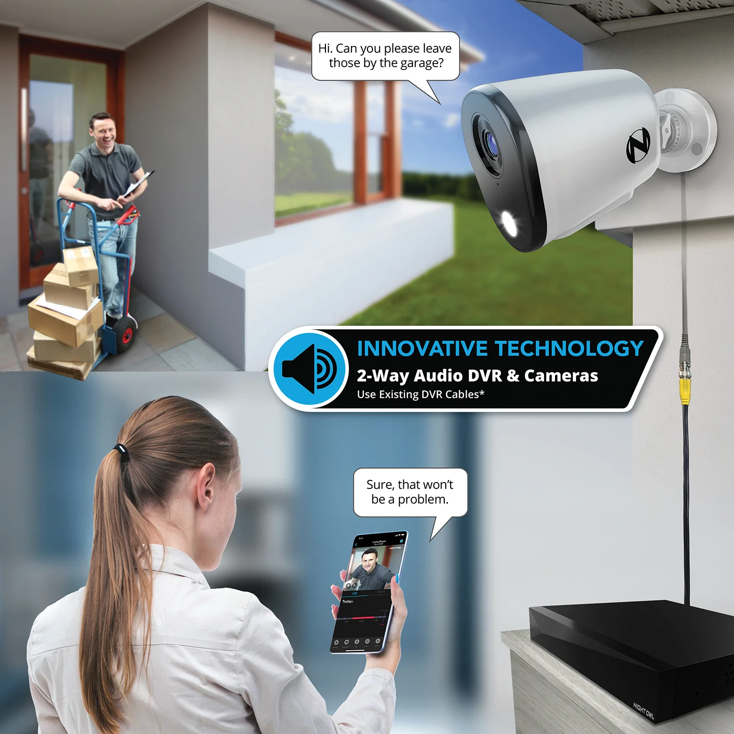 2-Way Audio 20 Channel DVR Security System with 1TB Hard Drive and 12 Wired 1080p Deterrence Cameras - Image 4