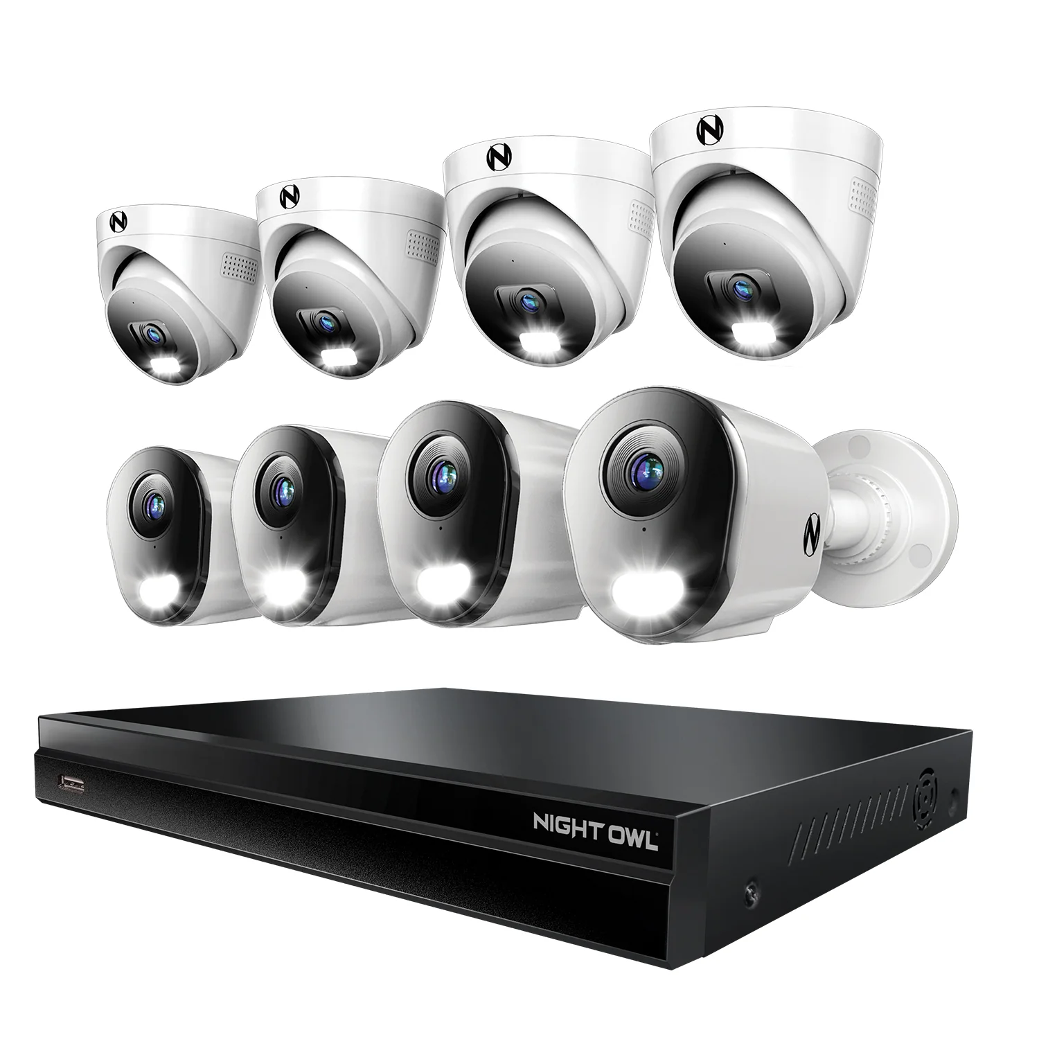 2-Way Audio 32 Channel 12MP NVR with 8TB HDD and 8 Wired IP 4K Deterrence Cameras - 4 Bullet 4 Dome