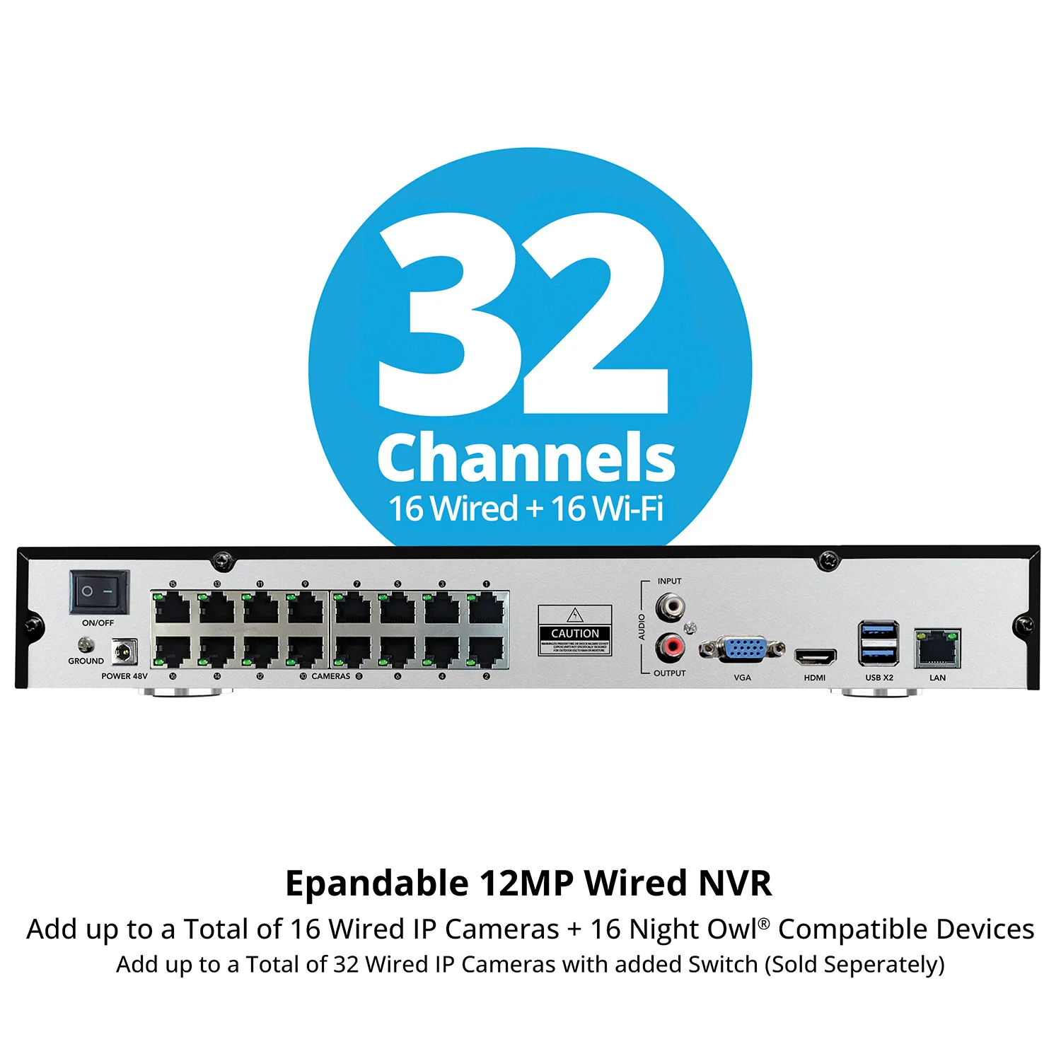 2-Way Audio 32 Channel 12MP NVR with 8TB HDD and 8 Wired IP 4K Deterrence Cameras - 4 Bullet 4 Dome - Image 6