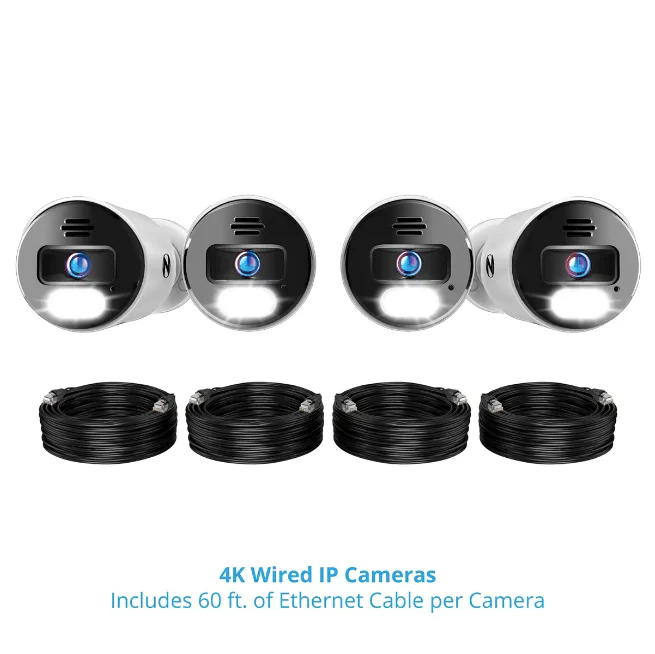 12 Channel 4K Bluetooth NVR with 2TB Hard Drive and 4 Wired IP 4K Spotlight Cameras with 2-Way Audio and Audio Alerts and Sirens - Image 6