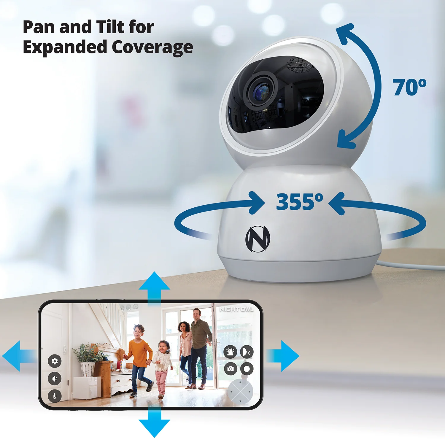 Refurbished Indoor Wi-Fi IP Plug In 3MP Deterrence Camera with Pan, Tilt and 2-Way Audio - White - Image 5