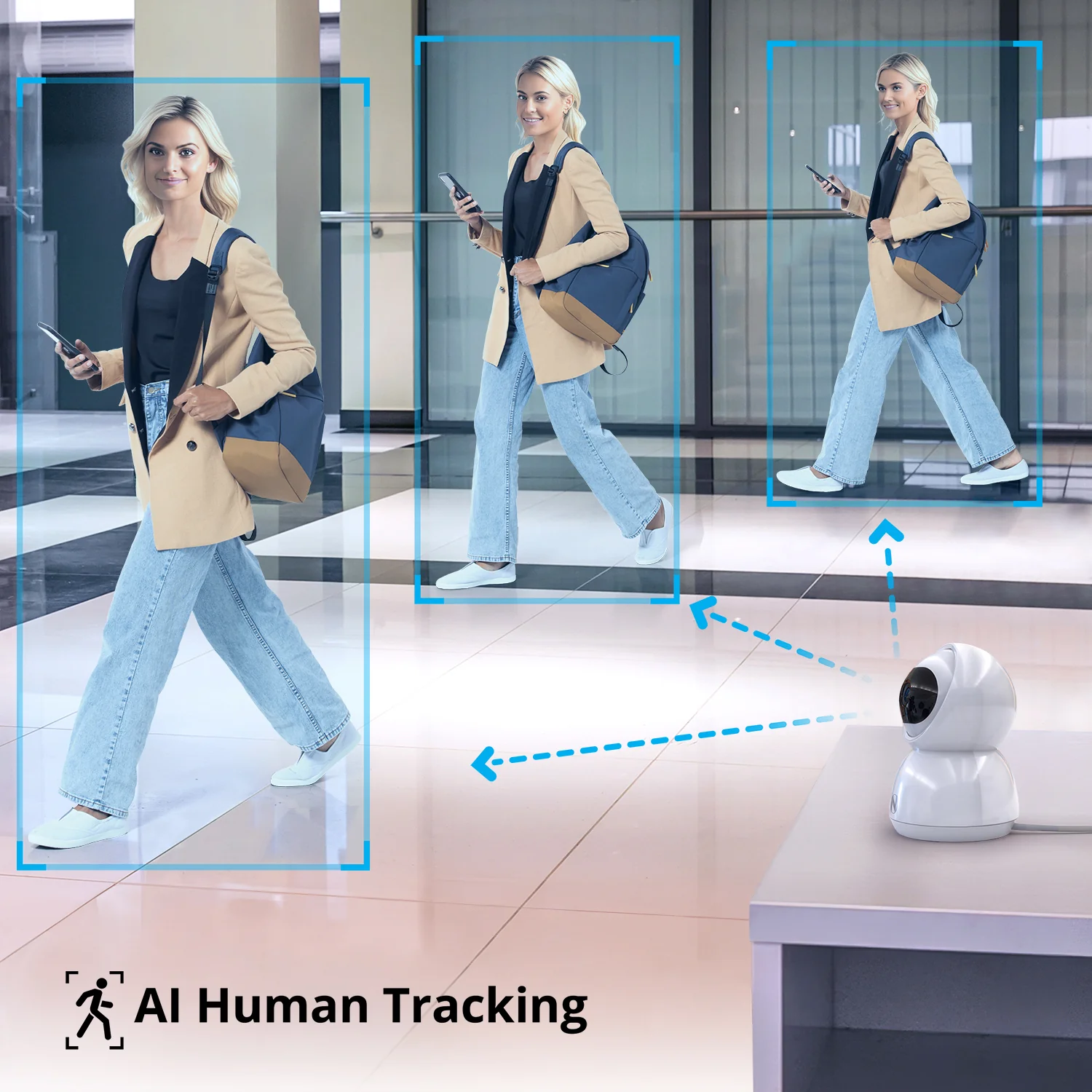 Refurbished Indoor Wi-Fi IP Plug In 3MP Deterrence Camera with Pan, Tilt and 2-Way Audio - White - Image 6