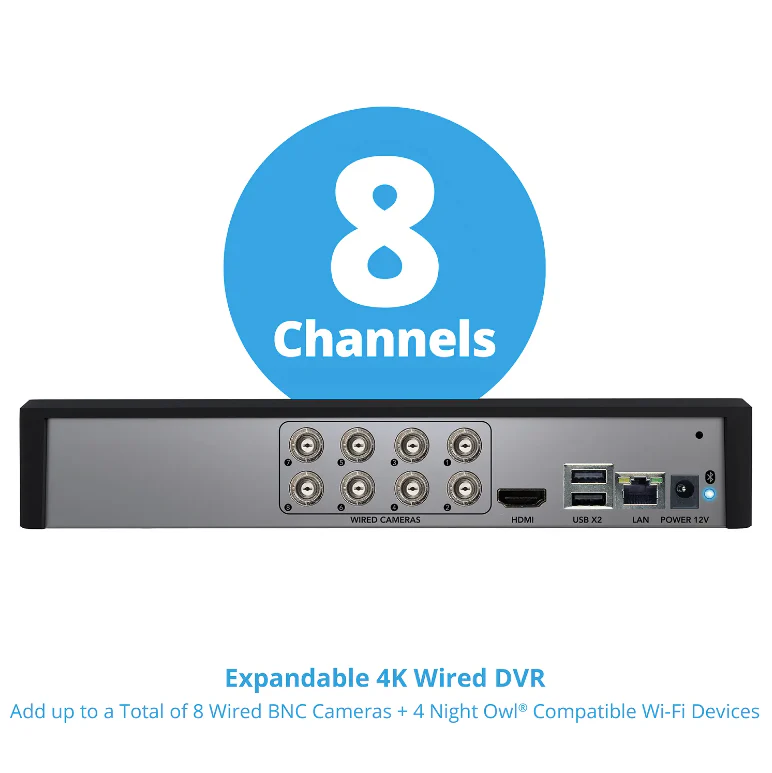 Refurbished 8 Channel 4K Bluetooth DVR with 1TB Hard Drive and 4 Wired 4K Spotlight Cameras with Audio Alerts and Sirens - Image 6