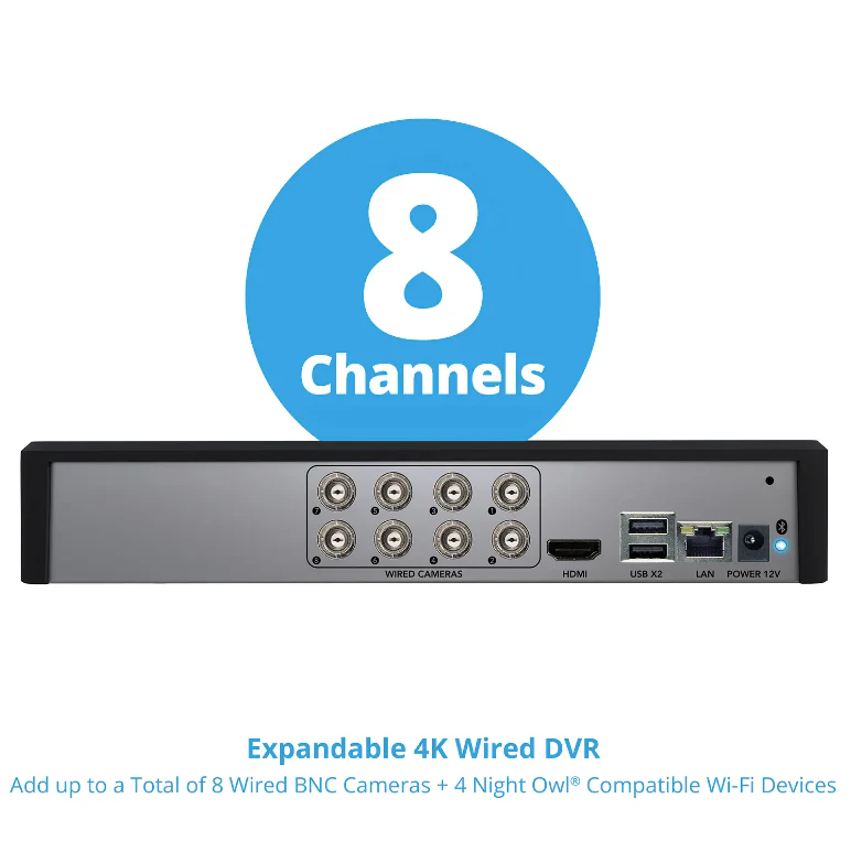 Refurbished 8 Channel 4K Bluetooth DVR with 2TB Hard Drive and 8 Wired 4K Spotlight Cameras with Audio Alerts and Sirens - Image 6