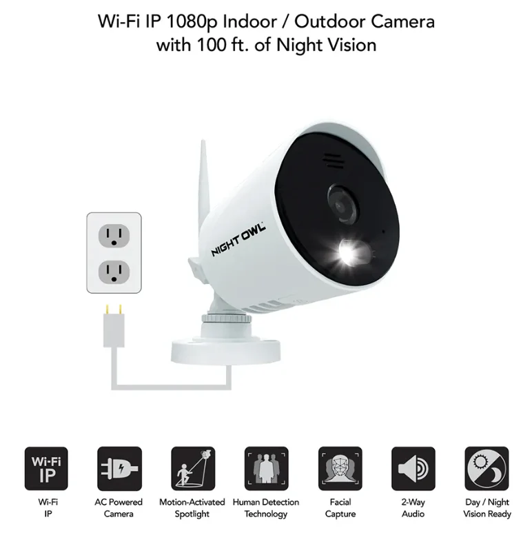 Wi-Fi IP Plug In 1080p Spotlight Camera with 2-Way Audio and Audio Alerts and Siren - White - Image 3