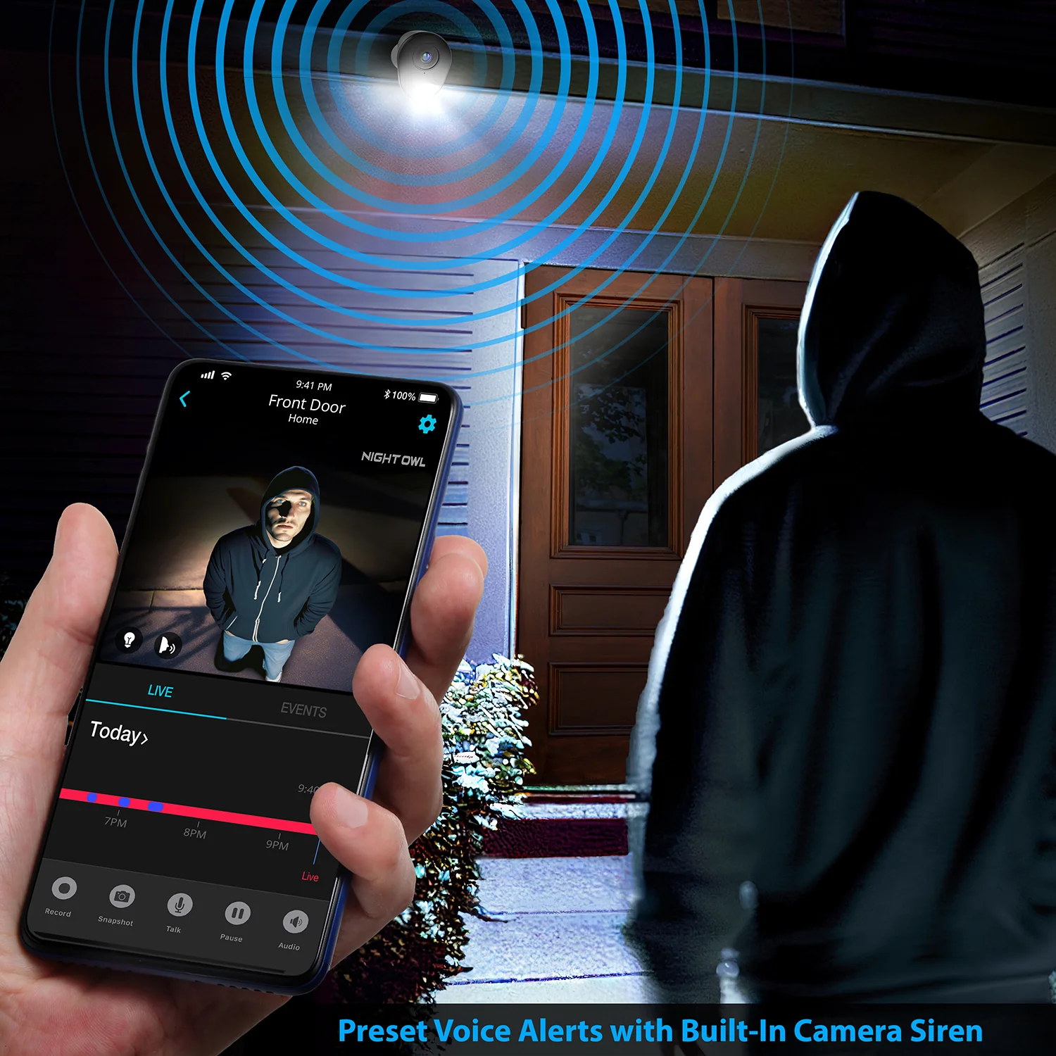 Wi-Fi IP Plug In 2K HD Deterrence Camera with 2-Way Audio and Audio Alerts and Siren - White - Image 9